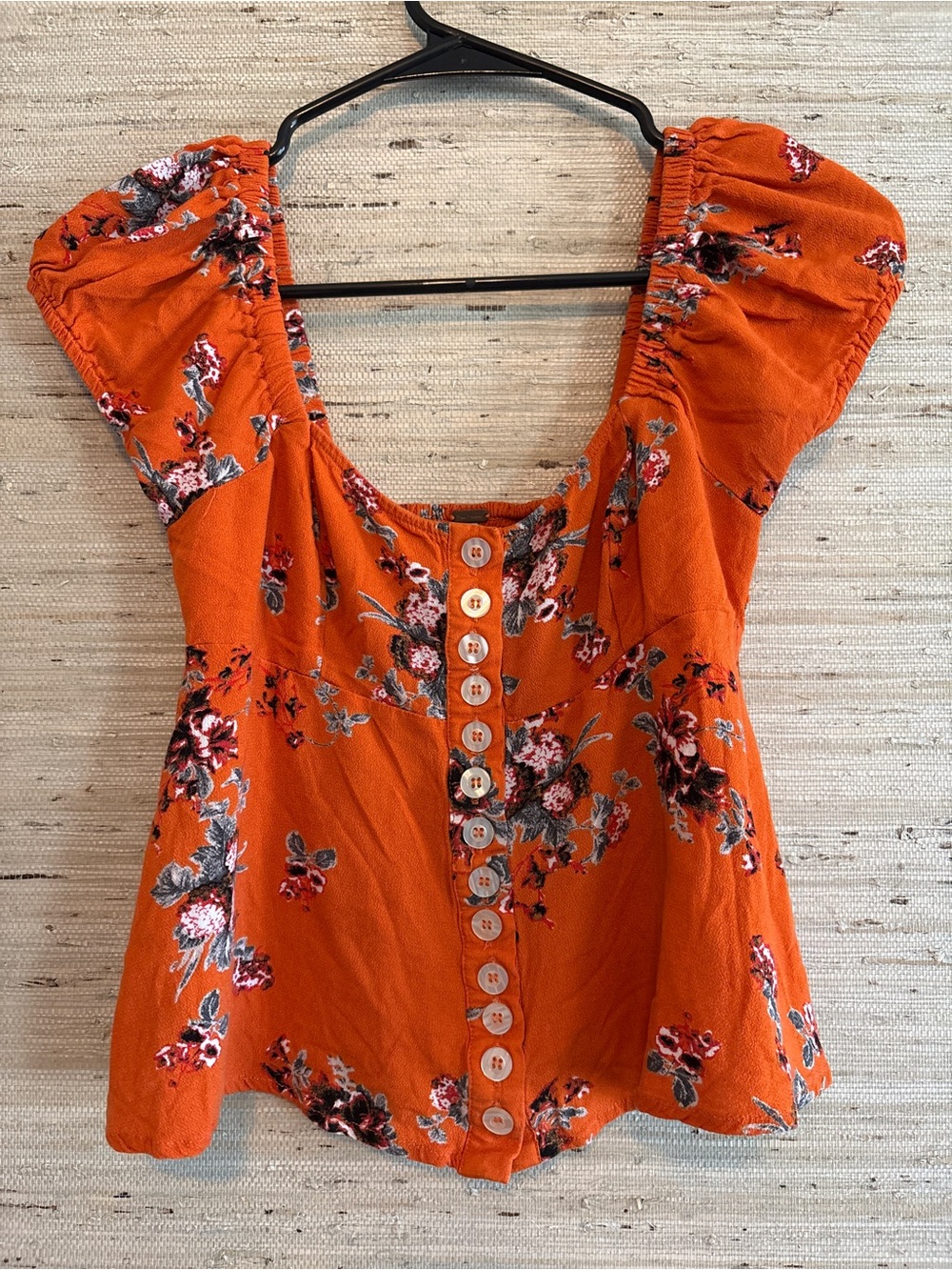Free People Orange Floral Top